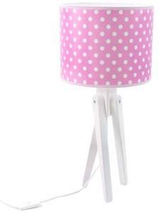 Bílo-růžová stolní lampa Hellux Trivet Puntíky 421.02.22 E27 54 cm small 0