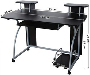 LCD812B Multifunkční počítačový stůl Songmics small 4
