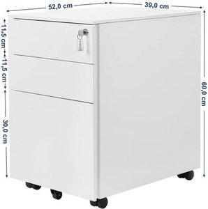 Bílý kancelářský kontejner SONGMICS OFC60WT se 3 zásuvkami a zámkem small 3