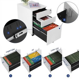 Bílý kancelářský kontejner SONGMICS OFC60WT se 3 zásuvkami a zámkem small 4
