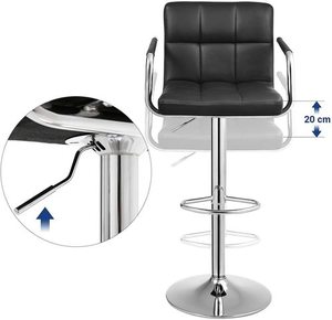 Barové židle Songmics LJB93B, set 2 ks, černá ekokůže, nastavitelné 95–115 cm small 3