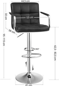 Barové židle Songmics LJB93B, set 2 ks, černá ekokůže, nastavitelné 95–115 cm small 4
