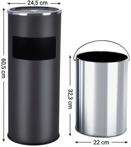 Odpadkový koš s popelníkem SONGMICS LTB17C černý 60,5 cm small 2