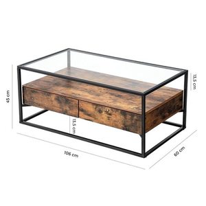 Konferenční stolek / lavice se zásuvkami rustikálně hnědá LCT31BX VASAGLE small 5