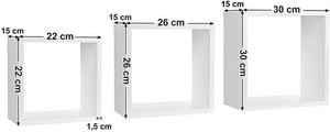 Sada 3 nástěnných polic SONGMICS LWS30WT bílé 30/26/22 cm small 1
