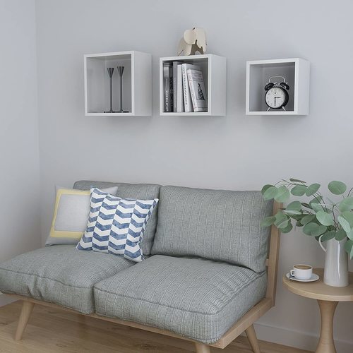 Kontrola Sada 3 nástěnných polic SONGMICS LWS30WT bílé 30/26/22 cm