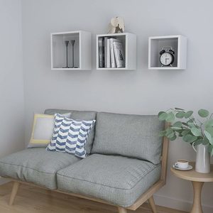 Sada 3 nástěnných polic SONGMICS LWS30WT bílé 30/26/22 cm small 2
