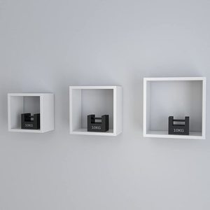 Sada 3 nástěnných polic SONGMICS LWS30WT bílé 30/26/22 cm small 4