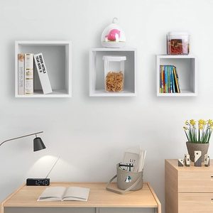 Sada 3 nástěnných polic SONGMICS LWS30WT bílé 30/26/22 cm small 5