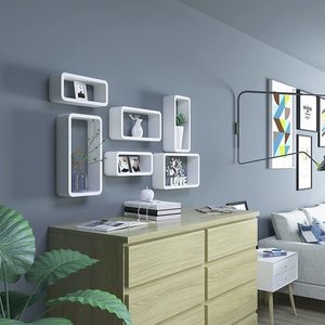 SONGMICS LWS97W sada 3 bílých nástěnných polic small 3