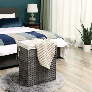 Koš na prádlo SONGMICS LCB51WT 90 l, polyratan, 46x33x60 cm, s víkem a vyjímatelným vakem small 1