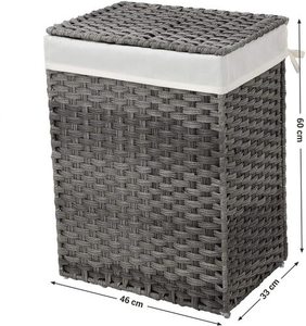 Koš na prádlo SONGMICS LCB51WT 90 l, polyratan, 46x33x60 cm, s víkem a vyjímatelným vakem small 3