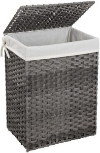 Koš na prádlo SONGMICS LCB51WT 90 l, polyratan, 46x33x60 cm, s víkem a vyjímatelným vakem small 0