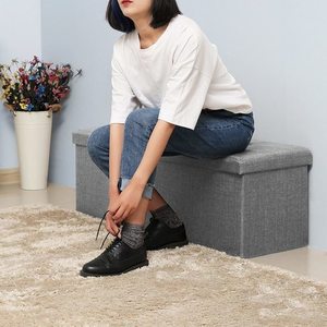 Skládací lavice-puf SONGMICS s úložným prostorem LSF77G světle šedá 110 cm small 2