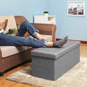 Skládací lavice-puf SONGMICS s úložným prostorem LSF77G světle šedá 110 cm small 3