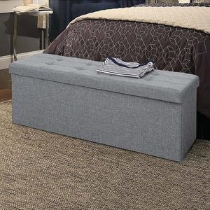 Skládací lavice-puf SONGMICS s úložným prostorem LSF77G světle šedá 110 cm small 4
