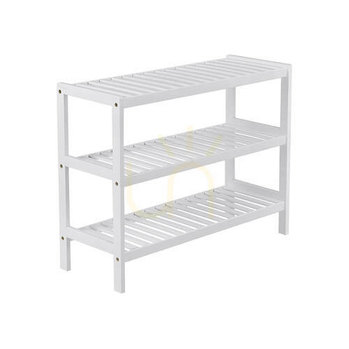 Kontrola Botník SONGMICS LBS13W bambusový bílý 3patrový 70x26x55 cm