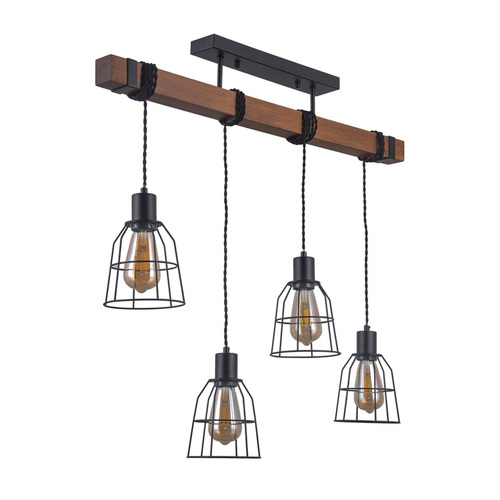 Kontrola Závěsná lampa Italux Reda E27 černá matná 4x40W PND-4793-4-L