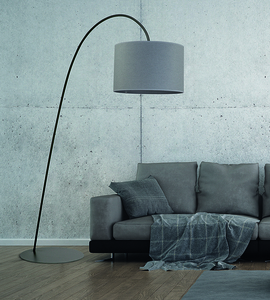 Oblouková stojací lampa Nowodvorski ALICE L 6818, výška 205 cm, šedé stínidlo Ø 46 cm, černá, E27 max 25 W small 2
