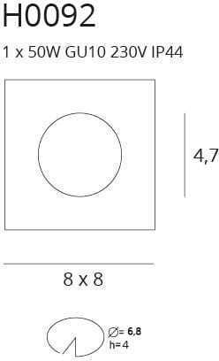 Kontrola Zapuštěné svítidlo Max Light Square H0092 bílé GU10 8x8 cm IP44
