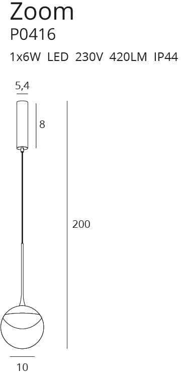 Náhled Závěsné svítidlo Max Light Zoom P0416 černé LED 6W 3000K Závěsné svítidlo Max Light Zoom P0416 černé LED 6W 3000K