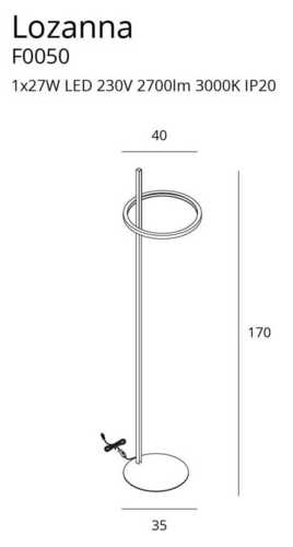 Kontrola Podlahová lampa Max Light Lozanna F0050 zlatá 170 cm LED 27W