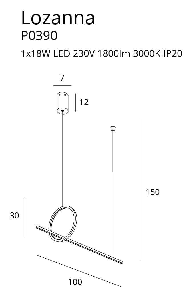 Náhled Přívěsek světla Max Light Lozanna P0390 zlatý LED 18W 100 cm Přívěsek světla Max Light Lozanna P0390 zlatý LED 18W 100 cm