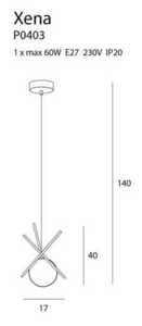 Závěsné světlo Max Light Xena P0403 mosaz bílé sklo E27 20 cm small 1