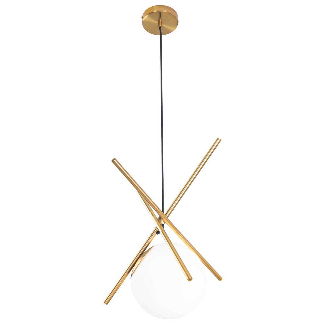 Pendant Light Max Light Xena P0403 Brass White Glass 20 cm