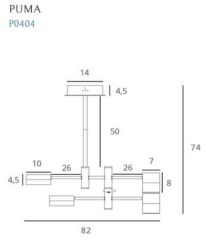 Kontrola Závěsné svítidlo Max Light Puma P0404 LED 4x7W zlaté černé 82 cm