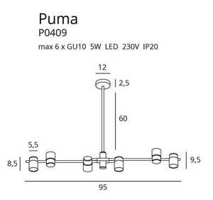 Závěsné svítidlo Max Light Puma P0409 6x5W zlaté černé 95 cm 1 Závěsné svítidlo Max Light Puma P0409 6x5W zlaté černé 95 cm small 1