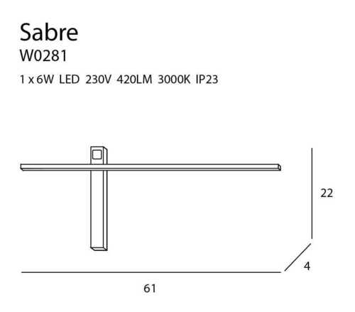 Kontrola Nástěnné svítidlo Max Light Sabre W0281 černé LED 61 cm