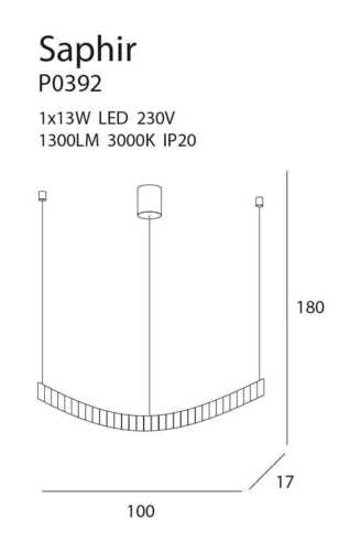 Kontrola Přívěsek světla Max Light Saphir P0392 chrom křišťál LED 13W 100 cm