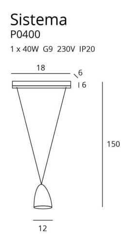 Kontrola Přívěsek světla Max Light Sistema P0400 černý kov G9 1x40W