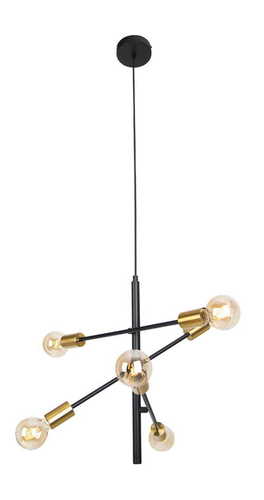 Kontrola Závěsné svítidlo TODI P0397 černo-zlaté, 6xE27, Ø 60 cm