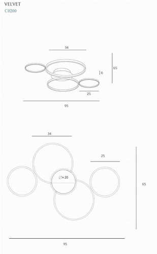 Kontrola Plafon Max Light Velvet C0200 LED 67W czarny 98x65 cm