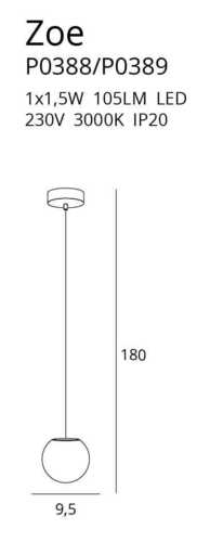 Kontrola Závěsné svítidlo Max Light Zoe P0389 zlaté 9,5 cm LED 3000K