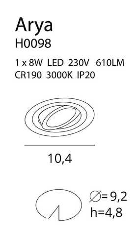 Kontrola Zapuštěné svítidlo Max Light Arya H0098 bílé 92 mm 8W stmívatelné
