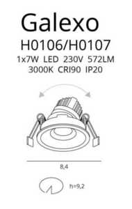 Zapuštěné svítidlo Max Light Galexo H0107 černé LED 7W 3000K 9,2 cm small 1