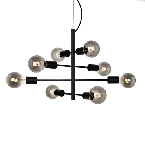 Kontrola Černé závěsné svítidlo Italux PORTEL PND-02431-8-BL 8×E27 max. 40 W