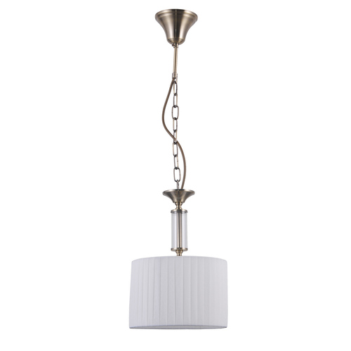Kontrola Závěsná lampa Italux Ferlena E14 bílá tkanina hnědá PND-28343-1
