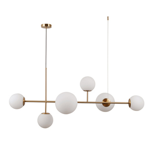 Závěsný lustr Italux Vailante 6x E27 mosaz/bílá PND-31221-6-HBR small 0