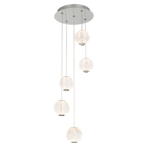 Kontrola Závěsná LED lampa Italux Rosario 5x LED 21W 3000K chrome, akryl, 120 cm