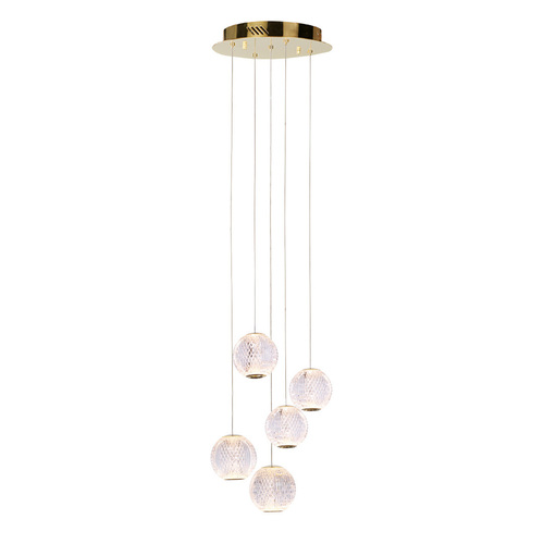 Kontrola Závěsné LED světlo Italux Rosario zlaté 5x LED, 21W, 3000K PND-12220121-5A-GD