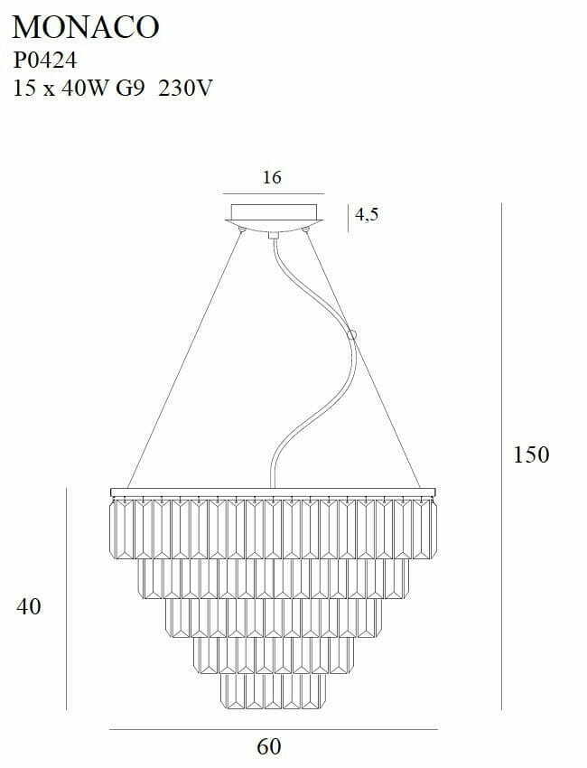 Pohled Přívěsné světlo Max Light Monaco P0424 zlaté 15x G9 60 cm Přívěsné světlo Max Light Monaco P0424 zlaté 15x G9 60 cm