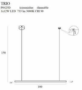 Závěsná lampa Max Light Trio P0425D zlatá LED 100 cm stmívatelná 3 Závěsná lampa Max Light Trio P0425D zlatá LED 100 cm stmívatelná small 3