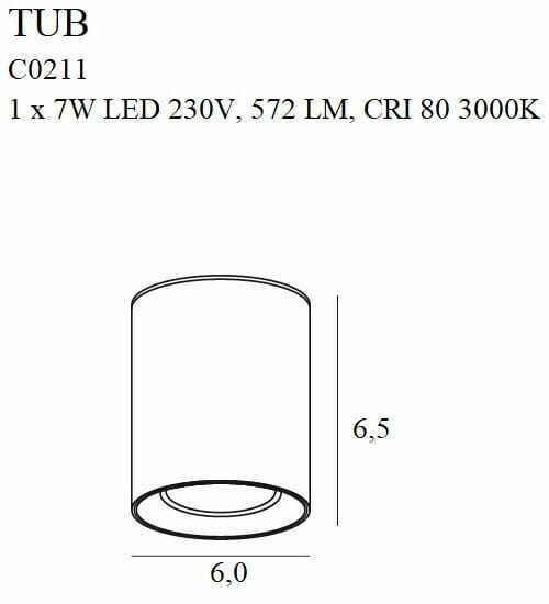 Pohled Plafon Max Light TUB C0211 černý 6 cm LED 7W 3000K Plafon Max Light TUB C0211 černý 6 cm LED 7W 3000K
