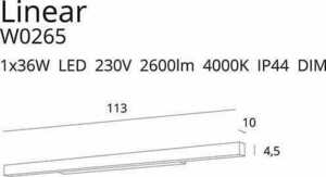 Nástěnné světlo Max Light Linear W0265 bílé LED 36W 113 cm IP44 stmívatelné 1 Nástěnné světlo Max Light Linear W0265 bílé LED 36W 113 cm IP44 stmívatelné small 1