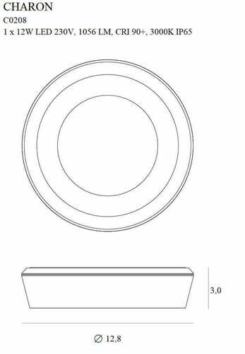Kontrola Plafon Max Light Charon C0208 černý LED 11W 3000K IP65 12,8 cm