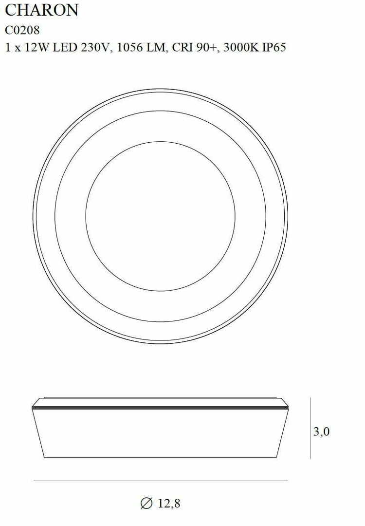 Pohled Plafon Max Light Charon C0208 černý LED 11W 3000K IP65 12,8 cm Plafon Max Light Charon C0208 černý LED 11W 3000K IP65 12,8 cm